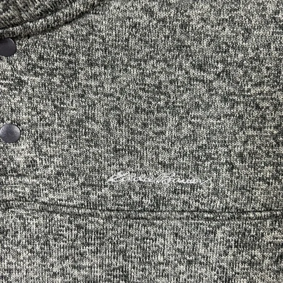Eddie Bauer Mens XL Pullover 1/4 Button Sweater Gray Heather Fleece‎ Mock Neck - Picture 2 of 12